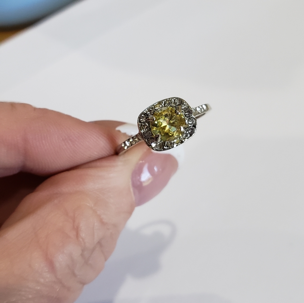 Citrine gemstone, CZ Rhinestone, Fashion RIng - Picture 15 of 16